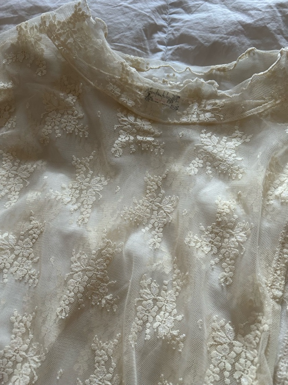 Free People Ivory Floral Lace Tank Top
